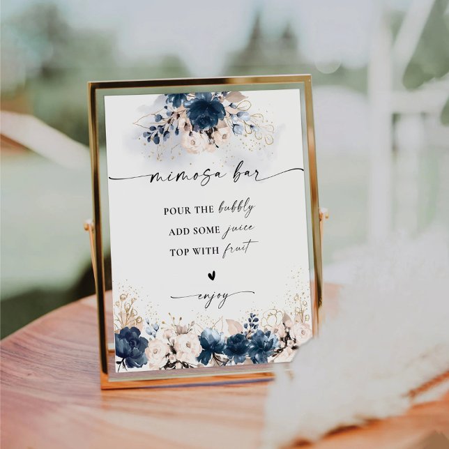 Navy Blue and Dusty Bridal Shower Mimosa Bar Sign (Creator Uploaded)