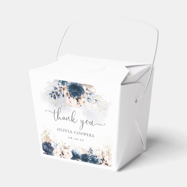 Navy Blue and Dusty Rose Baby Shower Favour Box (Front Side)