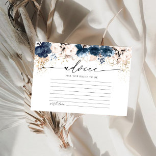 Navy Blue and Dusty Rose Bridal Shower Advice Card