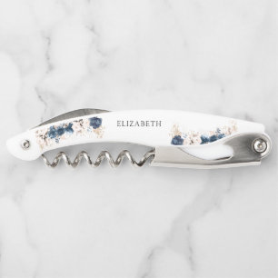 Navy Blue and Dusty Rose Bridal Shower Corkscrew
