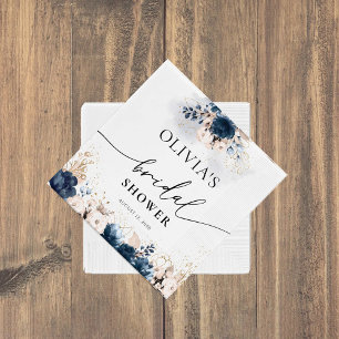 Navy Blue and Dusty Rose Bridal Shower Napkin