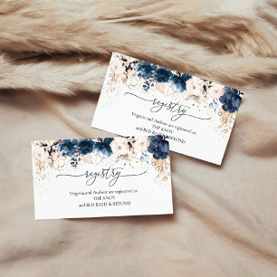 Navy Blue and Dusty Rose Bridal Shower Registry Enclosure Card