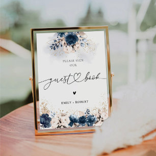 Navy Blue and Dusty Rose Guest Book Sign