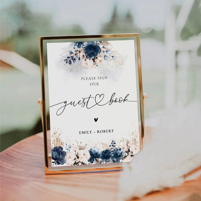 Navy Blue and Dusty Rose Guest Book Sign (Creator Uploaded)