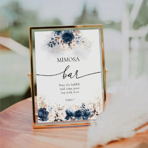 Navy Blue and Dusty Rose Mimosa Bar Sign