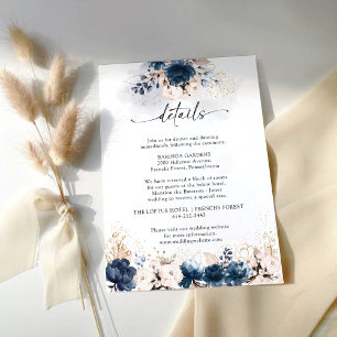 Navy Blue and Dusty Rose Wedding Ceremony Enclosure Card