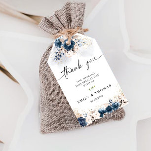 Navy Blue and Dusty Rose Wedding Ceremony Gift Tag