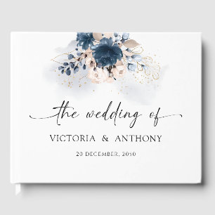 Navy Blue and Dusty Rose Wedding Guest Book