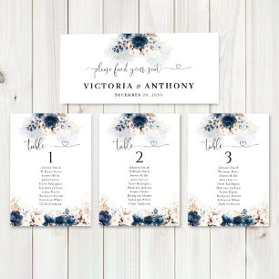 Navy Blue and Dusty Rose Wedding Head Table Sign