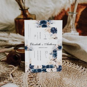 Navy Blue and Dusty Rose Wedding Invitation Invitation Belly Band