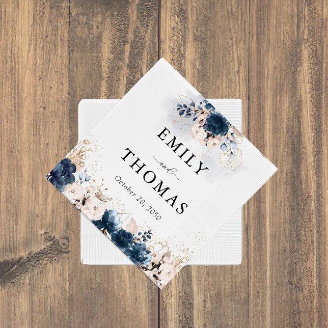 Navy Blue and Dusty Rose Wedding Napkin (Creator Uploaded)