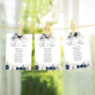 Navy Blue and Dusty Rose Wedding Seating Chart
