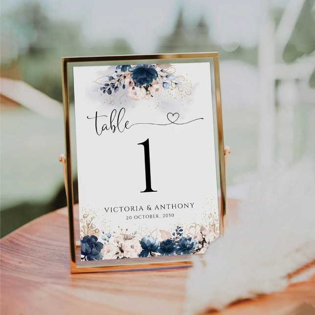 Navy Blue and Dusty Rose Wedding Table Numbers (Creator Uploaded)
