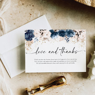 Navy Blue and Dusty Rose Wedding Thank You Cards