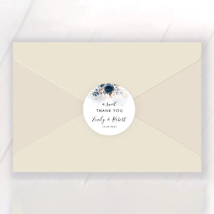 Navy Blue and Dusty Wedding Classic Round Sticker