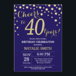 Navy Blue and Gold 40th Birthday Diamond Invitation<br><div class="desc">30th Birthday Invitation with Navy Blue and Gold Glitter Diamond Background. Gold Confetti. Adult Birthday. Male Men or Women Birthday. For further customisation,  please click the "Customise it" button and use our design tool to modify this template.</div>