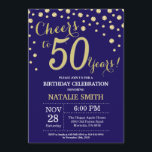 Navy Blue and Gold 50th Birthday Diamond Invitation<br><div class="desc">50th Birthday Invitation with Navy Blue and Gold Glitter Diamond Background. Gold Confetti. Adult Birthday. Male Men or Women Birthday. For further customisation,  please click the "Customise it" button and use our design tool to modify this template.</div>