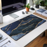 Navy Blue and Gold Agate Geode Business  Desk Mat<br><div class="desc">Practical and stylish, this modern elegant navy blue and gold glitter agate geode desk mat will make a bold statement on your desk while providing a smooth and comfortable surface for all your writing, typing, and mouse navigation needs, and protection for your desk. The business name and title or other...</div>