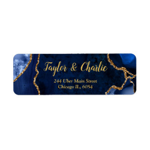 Navy Blue and Gold Agate Marble Wedding