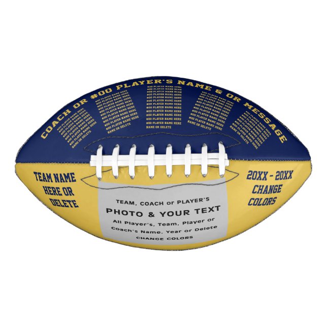 Navy Blue and Gold, ALL Player's Names, Photo American Football (Front)