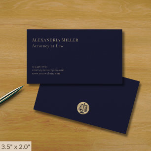 Navy Blue and Gold Attorney at Law Business Card