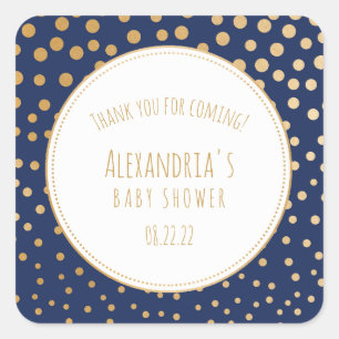 Navy blue and gold baby shower favour sticker