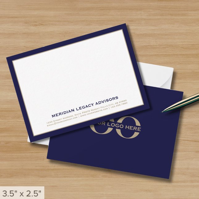Navy Blue and Gold Business Logo Card (Creator Uploaded)