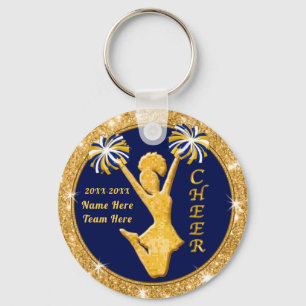Navy Blue and Gold Cheer Bag Tags Cheerleading Key Ring
