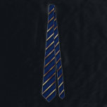 Navy Blue and Gold Diagonal Stripes Tie<br><div class="desc">Men's Tie - Two side print. Featuring a diagonal stripe pattern in a navy blue and gold design. A great gift for any occasion. ⭐99% of my designs in my store are done in layers. This makes it easy for you to resize and move the graphics and text around so...</div>