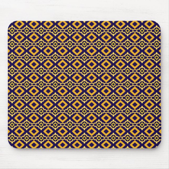 Navy Blue and Gold Diamond Pattern Mouse Mat (Front)