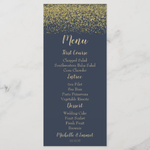 Navy Blue and Gold Diamond Wedding Menu