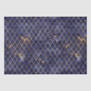 Navy Blue and Gold Dragon Scales Tissue Paper