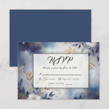Navy Blue and Gold Floral Wedding