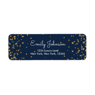 Navy Blue and Gold Foil Confetti Birthday