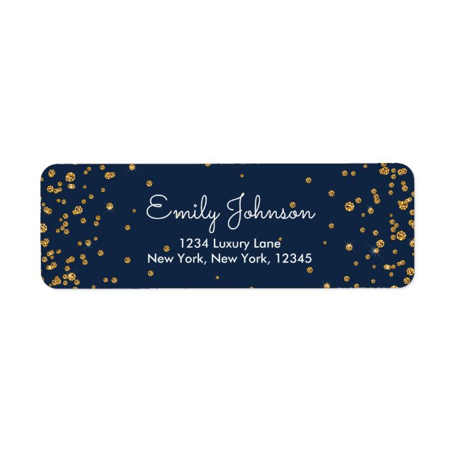 Navy Blue and Gold Foil Confetti Birthday (Front)