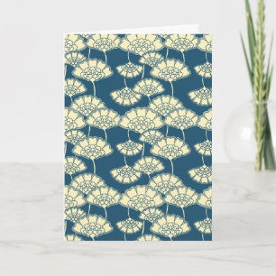 Navy blue and gold foil Japanese floral pattern Thank You Card