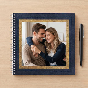 Navy Blue and Gold Frame Photo Notebook