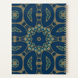 Navy Blue and Gold Geometric Octagon Pattern Planner