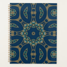 Navy Blue and Gold Geometric Octagon Pattern
