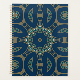 Navy Blue and Gold Geometric Octagon Pattern Planner