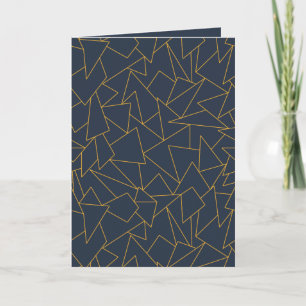 Navy blue and gold geometric thank you card