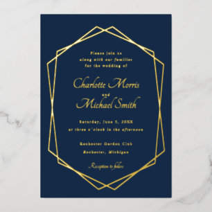 Navy blue and gold geometric wedding
