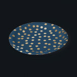 Navy Blue and Gold Glitter Dots Paper Plate<br><div class="desc">Modern and on-trend dots of faux gold glitter make these paper party plates the perfect addition to any celebration.  Design by Hound & Partridge</div>
