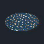 Navy Blue and Gold Glitter Dots Paper Plate<br><div class="desc">Modern and on-trend dots of faux gold glitter make these paper party plates the perfect addition to any celebration.  Design by Hound & Partridge</div>