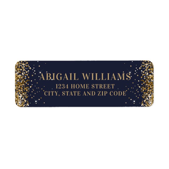 Navy Blue and Gold Glitter Return Address (Front)