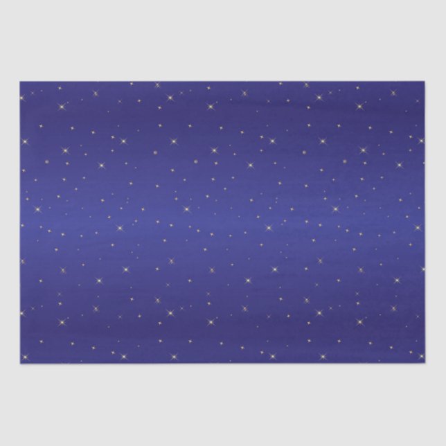 Navy Blue and Gold Glitter Stars  Christmas  Tissue Paper (Front)