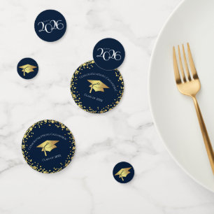 Navy Blue and Gold Graduation Confetti