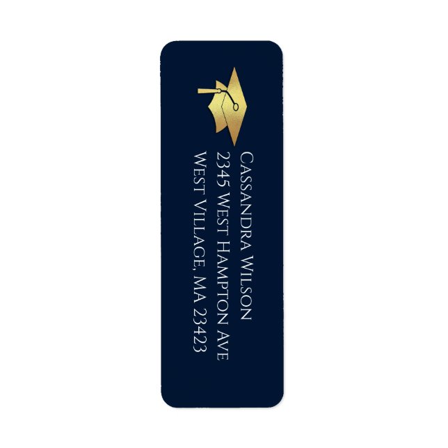 Navy Blue and Gold Graduation Return Address (Front)
