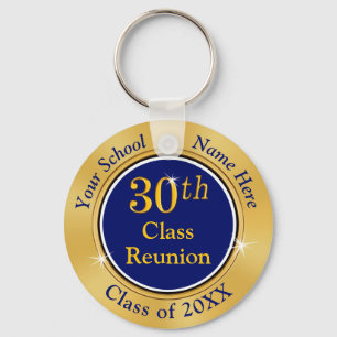 Navy Blue and Gold High School Reunion 30 Years Key Ring