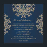 Navy Blue and Gold Indian Style 50th Birthday Invitation<br><div class="desc">A beautiful deep red and gold any age birthday party invitations with an exotic Indian inspired ornamental medallion sari pattern with a lotus and floral design. This elegant and stylish ethnic style birthday invite is perfect for a festive 3oth 40th 50th or 60th birthday party with an Indonesian moroccan or...</div>